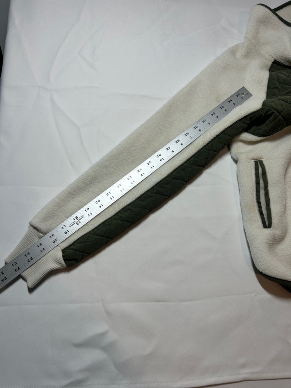 Abercrombie & Fitch Cream Sherpa Fleece with Olive Trim - Picture 15 of 15